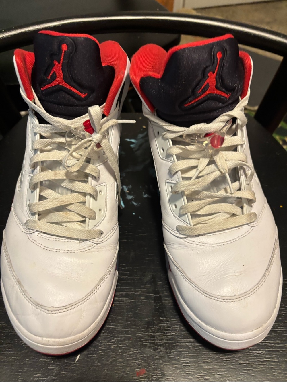Air Jordan Retro 5 Basketball Sneakers - White/Black/Red - Picture 6 of 6